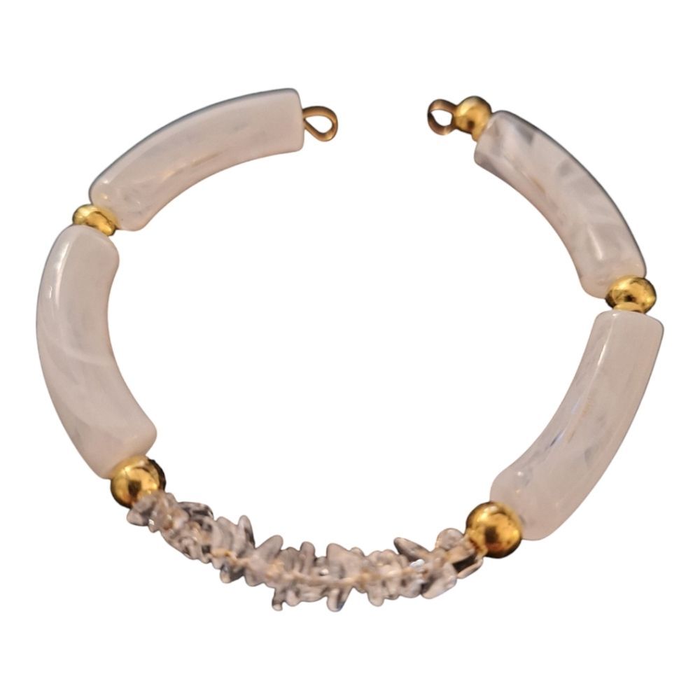 Elegant White and Gold Women's Bracelet